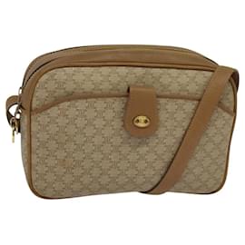 Céline-CELINE Macadam Canvas Shoulder Bag Beige Auth BA958-Beige
