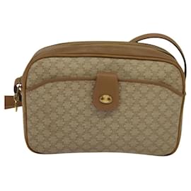 Céline-CELINE Macadam Canvas Shoulder Bag Beige Auth BA958-Beige