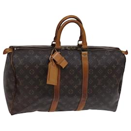 Louis Vuitton-LOUIS VUITTON Monogram Keepall 45 Bolsa Boston M41428 LV Auth BA606-Monograma