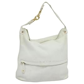 Céline-CELINE Shoulder Bag Leather White Auth fm4520-White