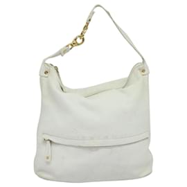 Céline-CELINE Shoulder Bag Leather White Auth fm4520-White