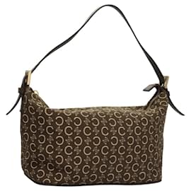 Céline-CELINE C Macadam Canvas Accessory Pouch Brown Auth sw214-Brown
