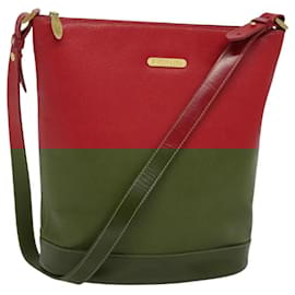 Autre Marque-Burberrys Shoulder Bag Leather Red Gold Auth BA1011-Red,Golden