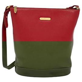 Autre Marque-Burberrys Shoulder Bag Leather Red Gold Auth BA1011-Red,Golden