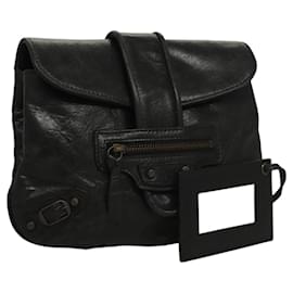 Balenciaga-BALENCIAGA Pouch Classique Cuir Noir Auth fm4496-Noir