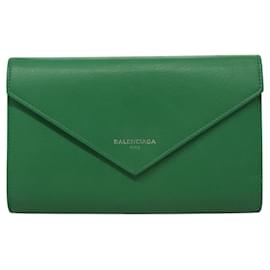 Balenciaga-PORTefeuille en cuir BALENCIAGA avec zip autour en papier monnaie vert 371661 Auth sw166-Vert