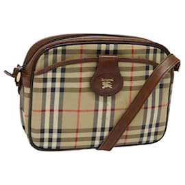 Autre Marque-Burberrys Nova Check Shoulder Bag Canvas Beige Auth bs23697-Beige
