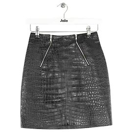 Saint Laurent Mini saia de couro preta Preto