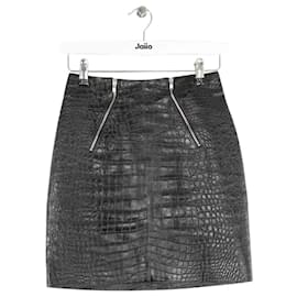 Saint Laurent-Black leather mini skirt-Black