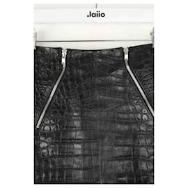 Saint Laurent-Black leather mini skirt-Black