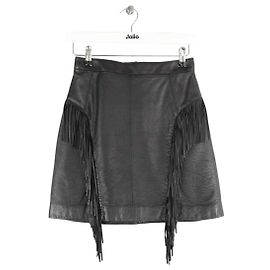 Saint Laurent Mini saia de couro preta Preto