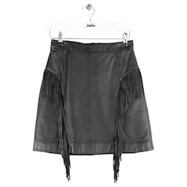 Saint Laurent-Black leather mini skirt-Black