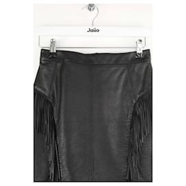 Saint Laurent-Black leather mini skirt-Black