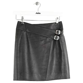 Saint Laurent Schwarze Leder-Minirock Schwarz