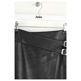 Saint Laurent-Black leather mini skirt-Black