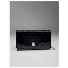 Vintage Courreges Paris Patent Leather Wallet Black Black