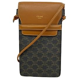 Céline-Celine Shoulder Bag Macadam Flap Mobile Pouch-Brown,Black