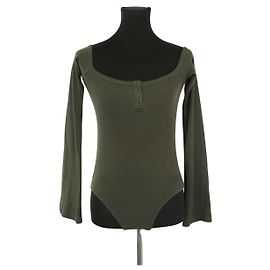 Courreges Body de algodão caqui Caqui