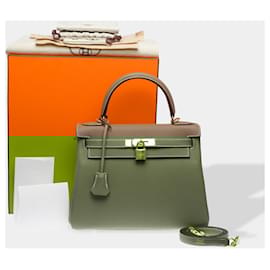 Hermès-HERMES Kelly 28 Bag in Etoupe Leather - 102604-Taupe