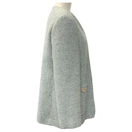 Gucci-Gucci Green / Ivory Tweed Open Front Blazer-Green