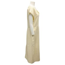 Autre Marque-Lee Mathews Buttermilk Cassidy Short Sleeved Midi Dress-Yellow