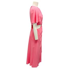 Prabal Gurung-Prabal Gurung Pink Cut-Out Detail Silk Midi Dress-Pink