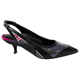 Louis Vuitton-Louis Vuitton Black / Pink Calfskin Sequin Archlight Slingback Pumps-Pink