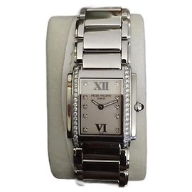 Relógio Patek Philippe em aço com diamantes Prata