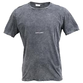 Saint Laurent-T-shirt Saint Laurent Logo Rive Gauche en coton gris-Gris