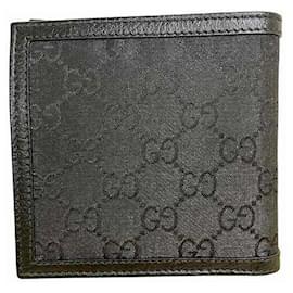 Gucci-Gucci Nylon Leather GG Bifold Wallet 150413-Black