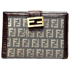 Fendi-Fendi Zucchino Bifold Wallet-Brown