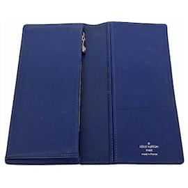 Louis Vuitton-Carteira NM Louis Vuitton Taiga-Azul