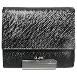 Céline-Celine Small Trifold Leather Wallet-Black