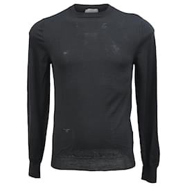 Dior- Dior Embroidered Crewneck Sweater in Black Wool-Black