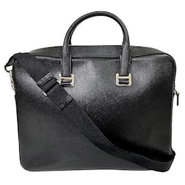 Alfred Dunhill-Dunhill Leather Document Case Briefcase-Black