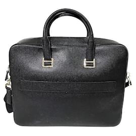 Alfred Dunhill-Dunhill Leather Document Case Briefcase-Black