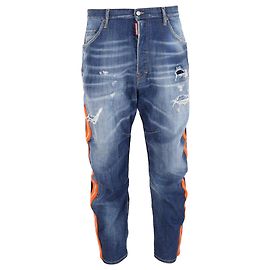 Jeans combat panelled Light 2 Wash in cotone blu di Dsquared2 Blu