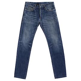 Dior-Jeans Slim Fit délavés en denim de coton bleu Dior-Bleu