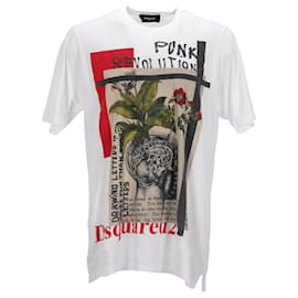 Camiseta estampada Dsquared2 en algodón blanco Otro