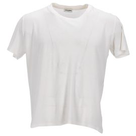 Saint Laurent 1971 Back Logo Embroidered Jersey T-shirt In White Cottton White