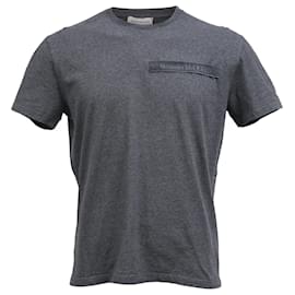 Alexander Mcqueen-Alexander McQueen Logo Tape T-Shirt in Grey Cotton-Grey