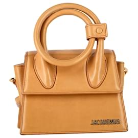 Jacquemus-Jacquemus Le Chiquito Neud Top-Handle Bag in Brown Leather-Brown
