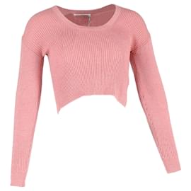 Self portrait-Self-Portrait Ribbed Cropped Sweater in Pink Wool-Brown,Pink