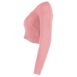 Self portrait-Self-Portrait Ribbed Cropped Sweater in Pink Wool-Brown,Pink