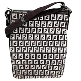 Fendi-Sac à épaule en toile Zucchino Fendi 8BT079-Marron