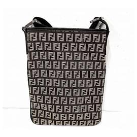 Fendi-Sac à épaule en toile Zucchino Fendi 8BT079-Marron