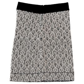 Sandro Jazz Metallic Jacquard Strick Minirock aus schwarzer Wolle Schwarz