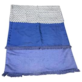 Hermès-Hermes Angora Silk Scarf-Blue