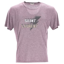 Camiseta Saint Laurent Lightning Bolt en algodón gris Gris