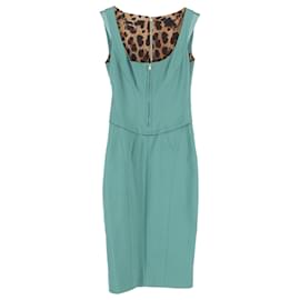 Dolce & Gabbana-Dolce & Gabbana Midi Dress in Turquoise Cotton-Other